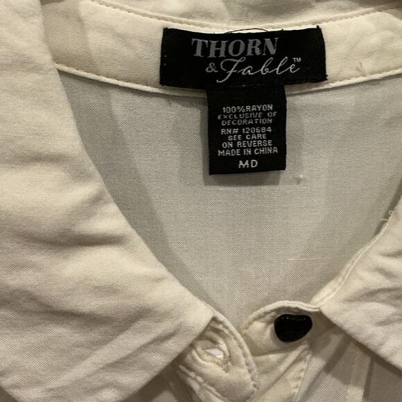 Thorn & Fable Frog & Mushroom Long Sleeve Shirt Size M Butterfly Coquette Kawaii - Picture 5 of 11